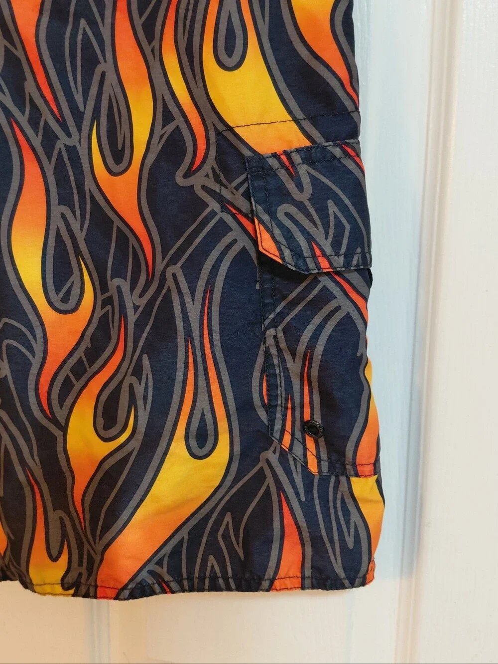 Vintage Y2K Flame Swim Trunks Shorts +  2005 Daytona Bike Week Chopper Hat Cap